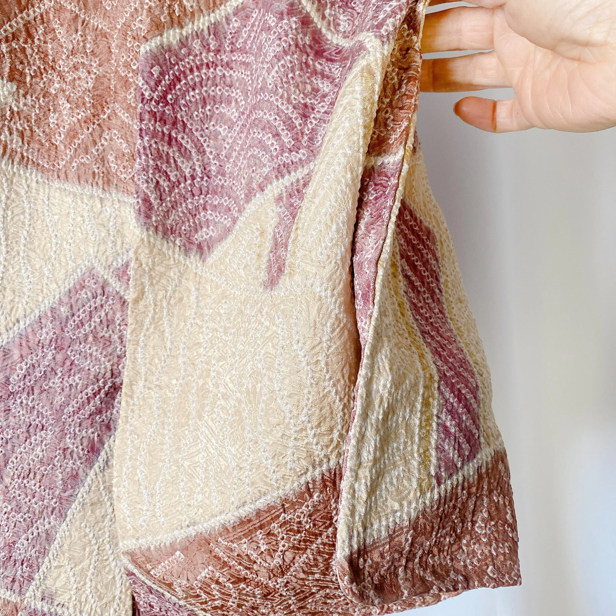 Cream Yellow Japanese Haori, Shibori, Traditional, Excellent, Vintage Kimono, Cardigan, Women's Jacket, Silk outer, Casual Layer, Versatile