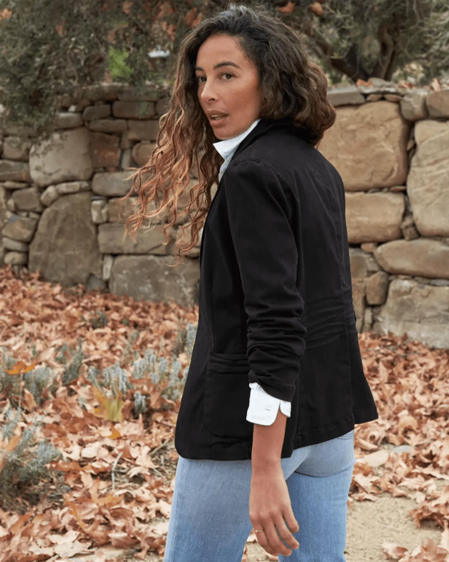Dublin Tailored Blazer in Jet Black Denim