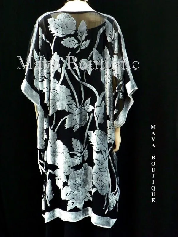 Jacket Kimono Duster Silk Burnout Velvet Copper & Black No Fringe Maya Matazaro