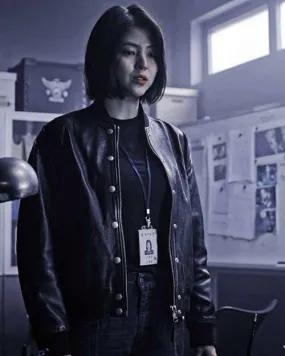 My Name Han So-Hee Black Leather Jacket for Women
