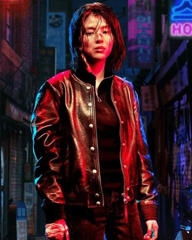 My Name Han So-Hee Black Leather Jacket for Women
