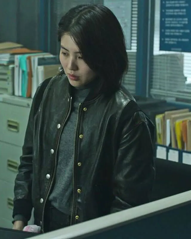 My Name Han So-Hee Black Leather Jacket for Women