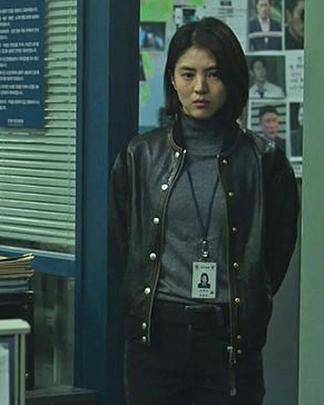 My Name Han So-Hee Black Leather Jacket for Women