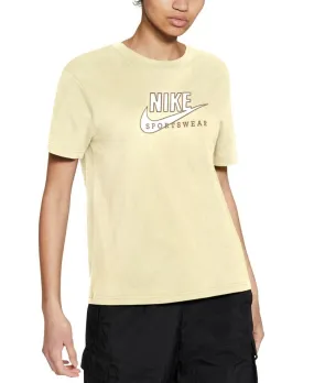Nike Womens Sportswear Cotton Heritage T-Shirt Pastel Yellow Size XS MSRP $40