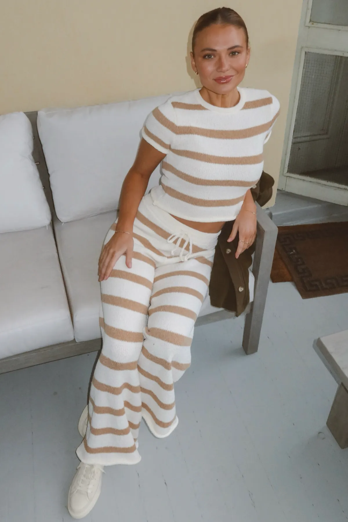SHORELINE TAN STRIPE PANT SET