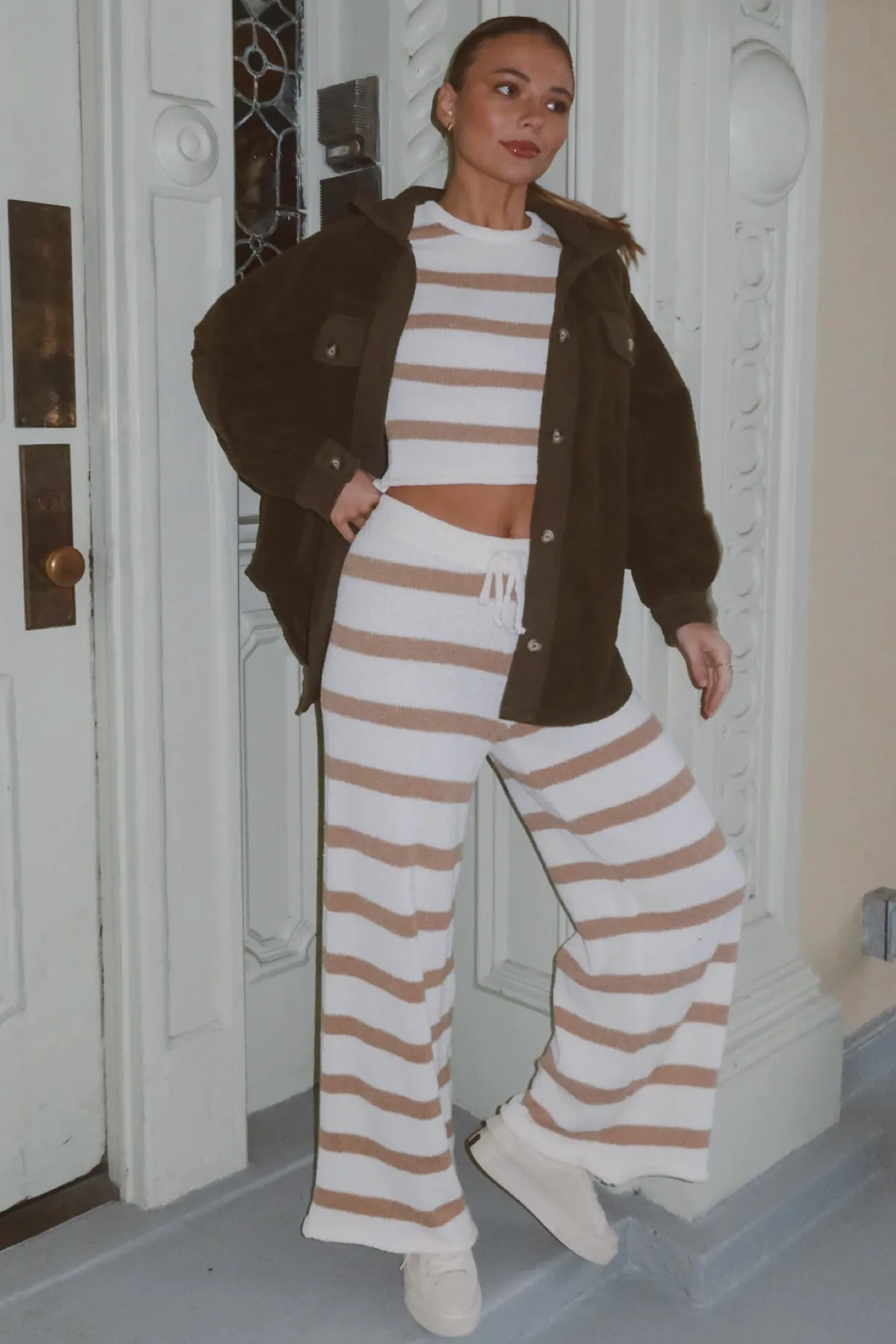 SHORELINE TAN STRIPE PANT SET