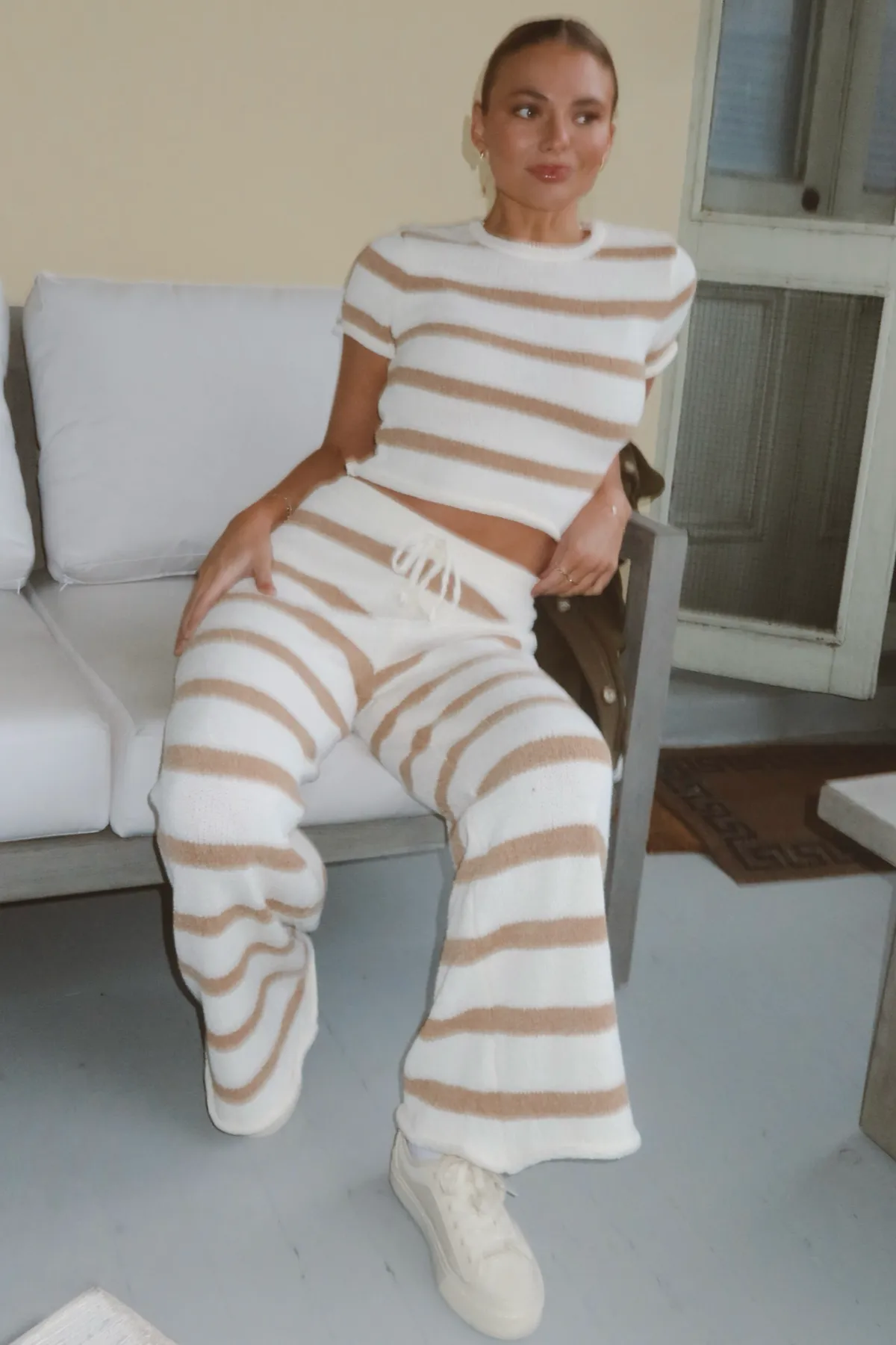 SHORELINE TAN STRIPE PANT SET