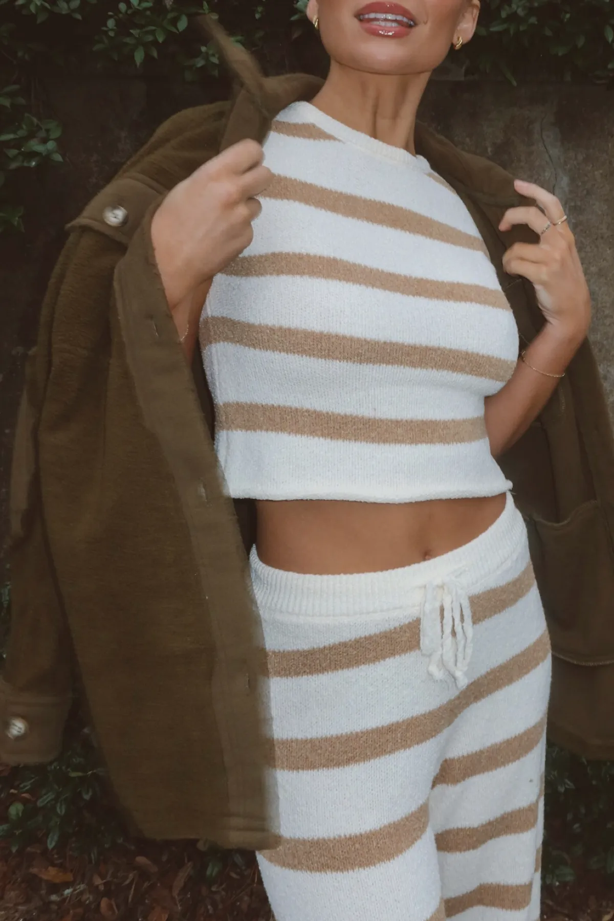 SHORELINE TAN STRIPE PANT SET
