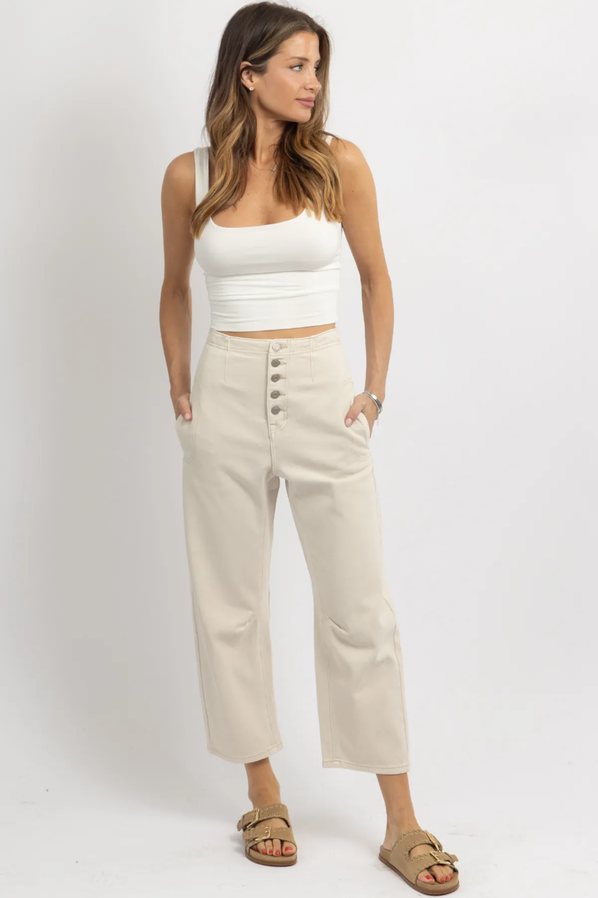 TAJA ECRU WASHED PANT