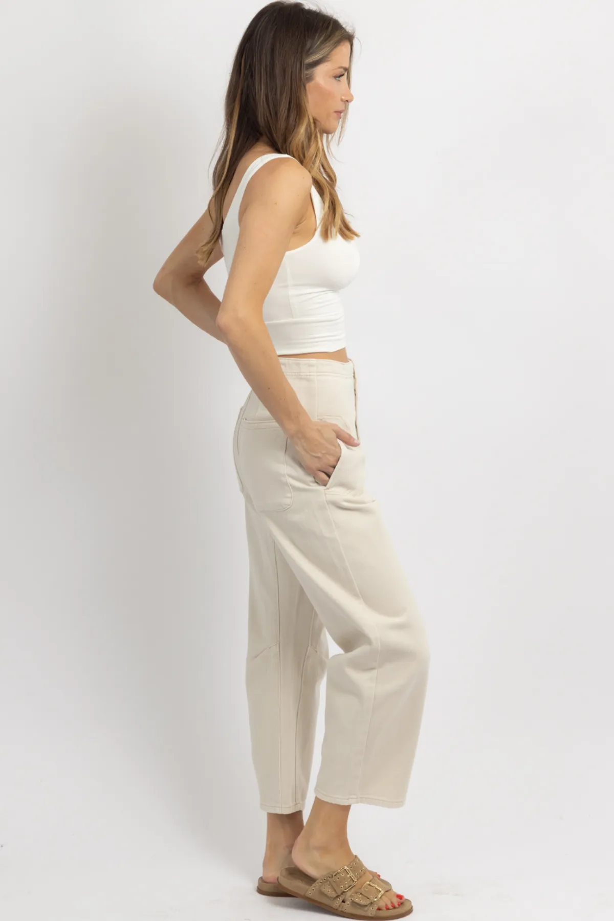 TAJA ECRU WASHED PANT