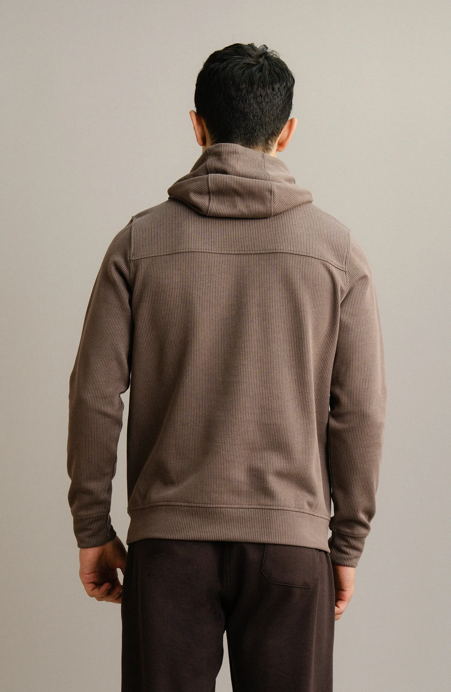 Textured Rib Pullover - Brown