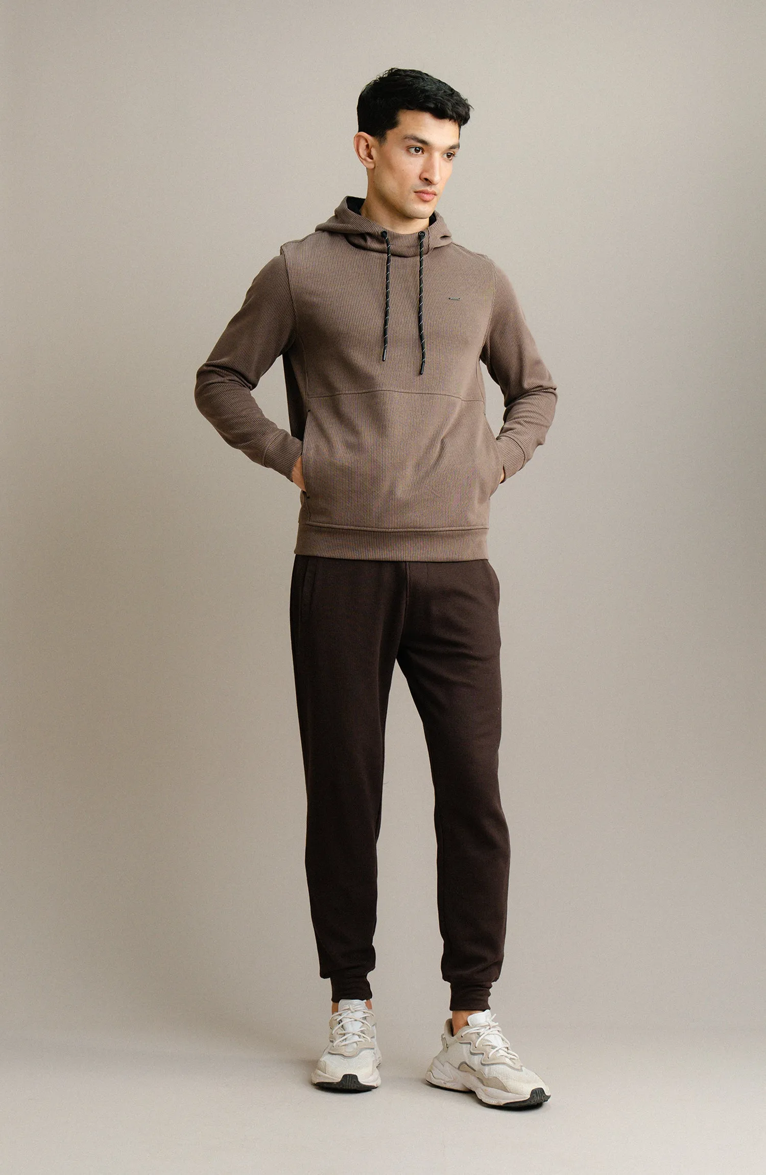 Textured Rib Pullover - Brown