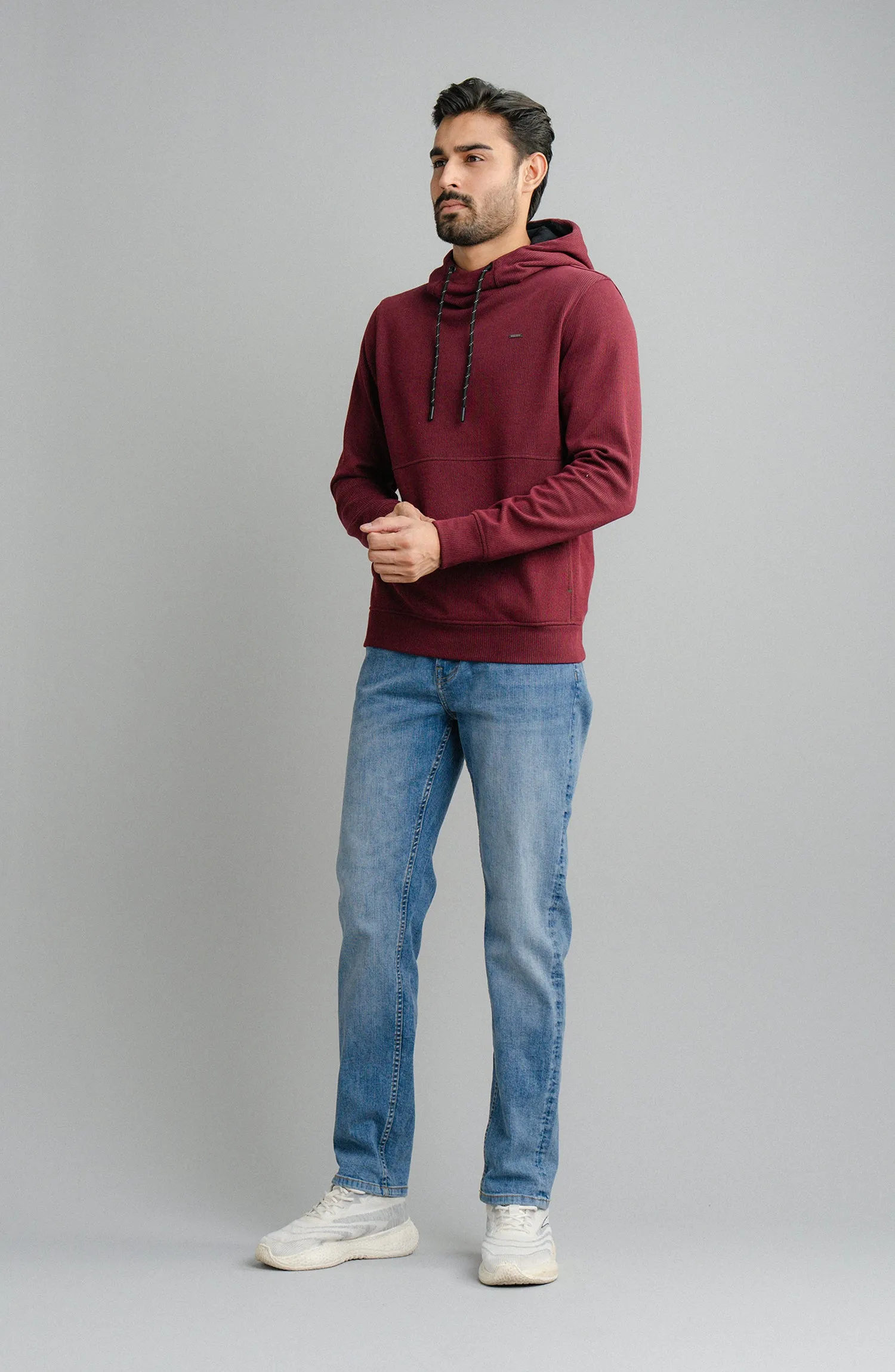 Textured Rib Pullover - Burgundy