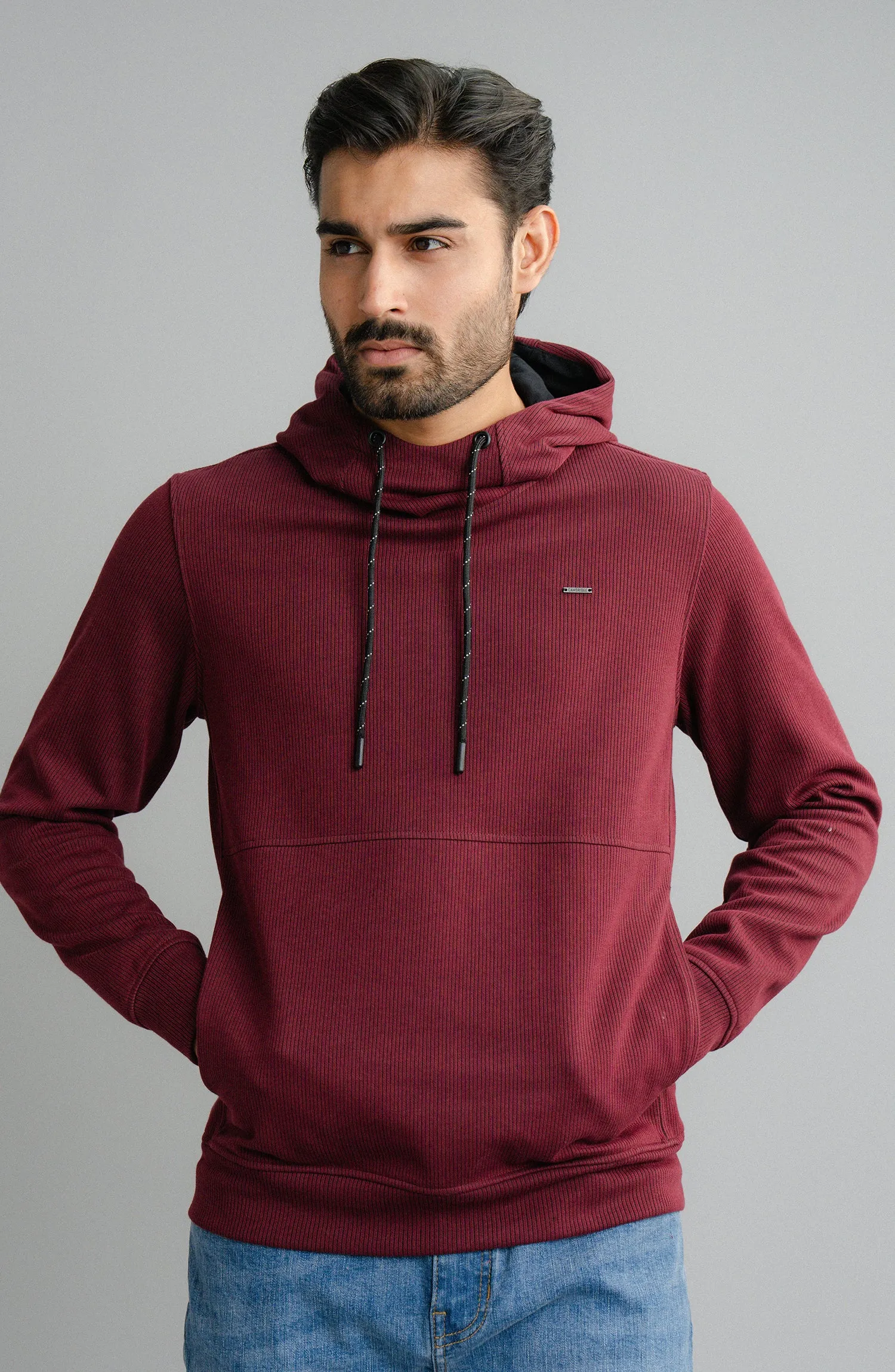 Textured Rib Pullover - Burgundy