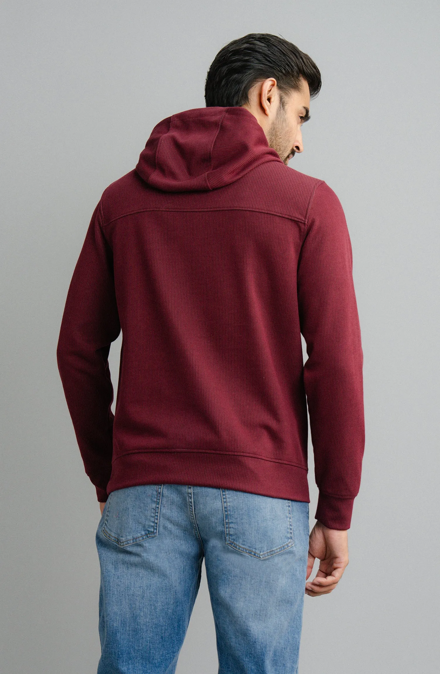 Textured Rib Pullover - Burgundy