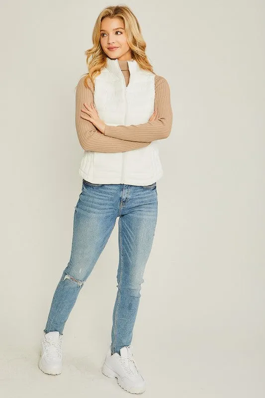 Ultra Lightweight Puffer Vest in ivory *