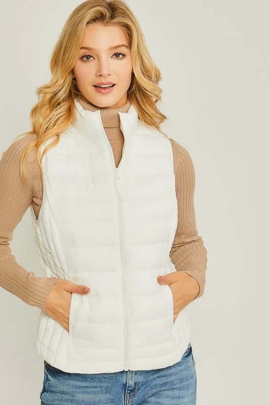 Ultra Lightweight Puffer Vest in ivory *