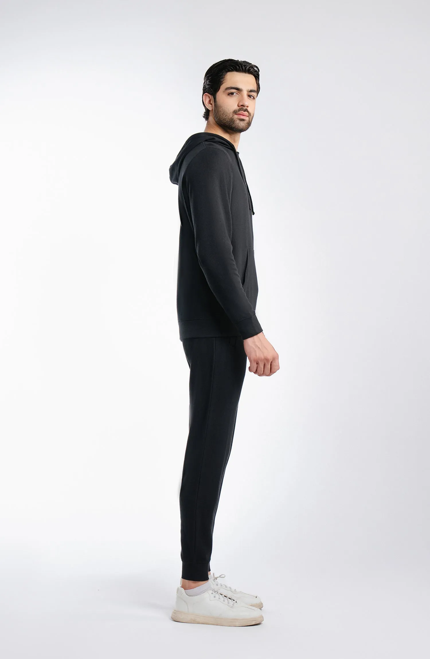 Waffle Pullover - Black