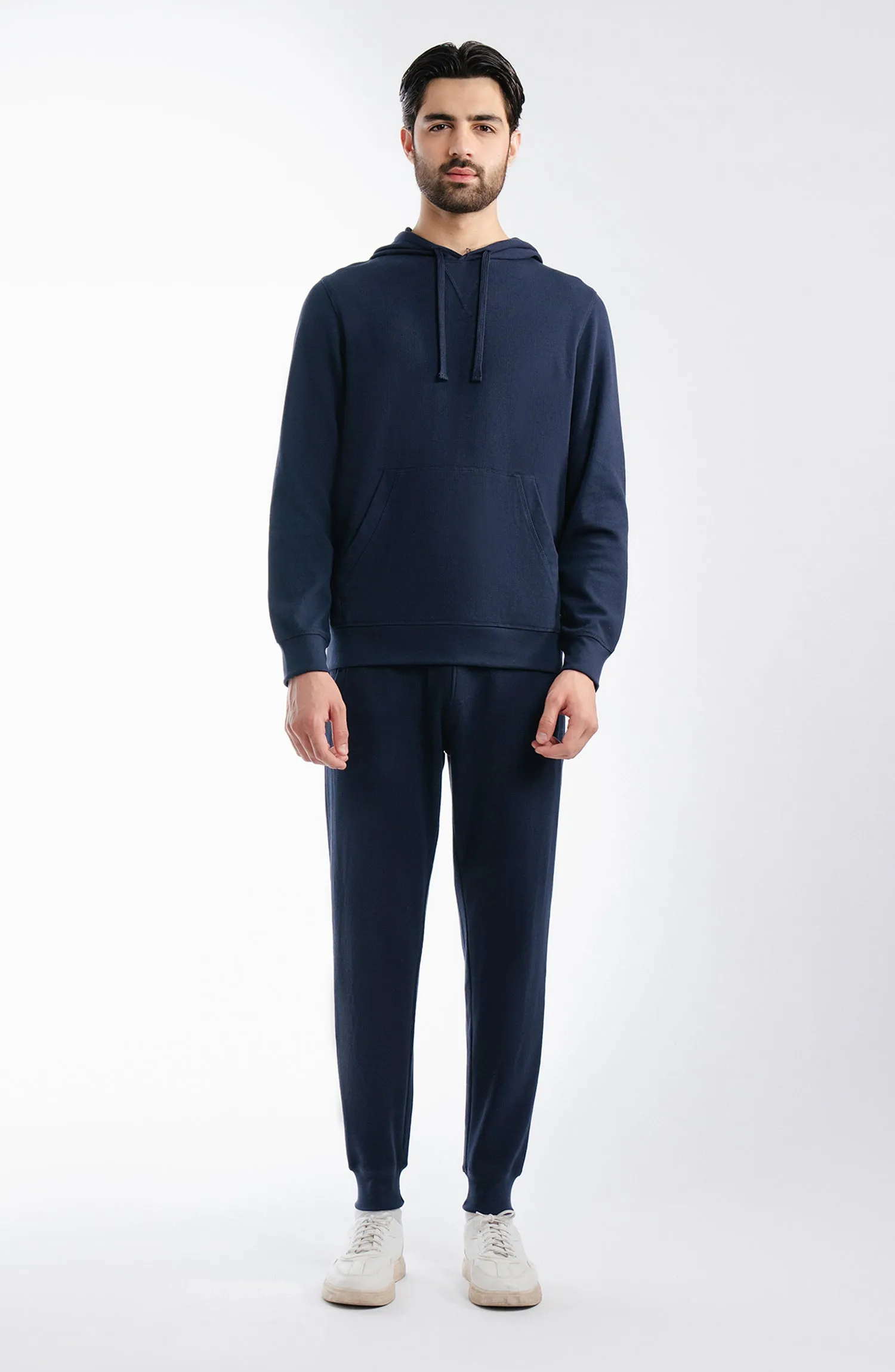 Waffle Pullover - Navy Blue