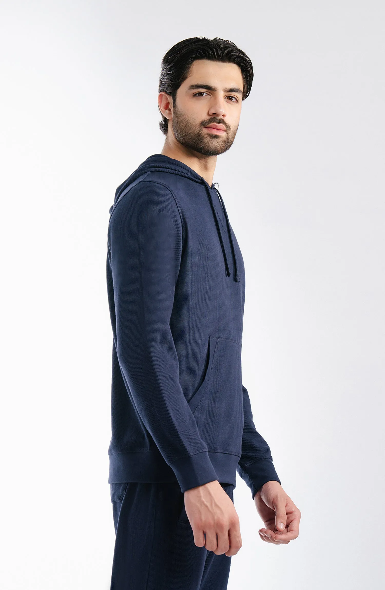 Waffle Pullover - Navy Blue