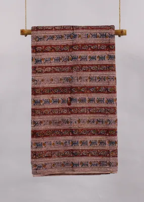 Walls of Eden Rust Cotton Kalamkari Hand Block Printed Fabric